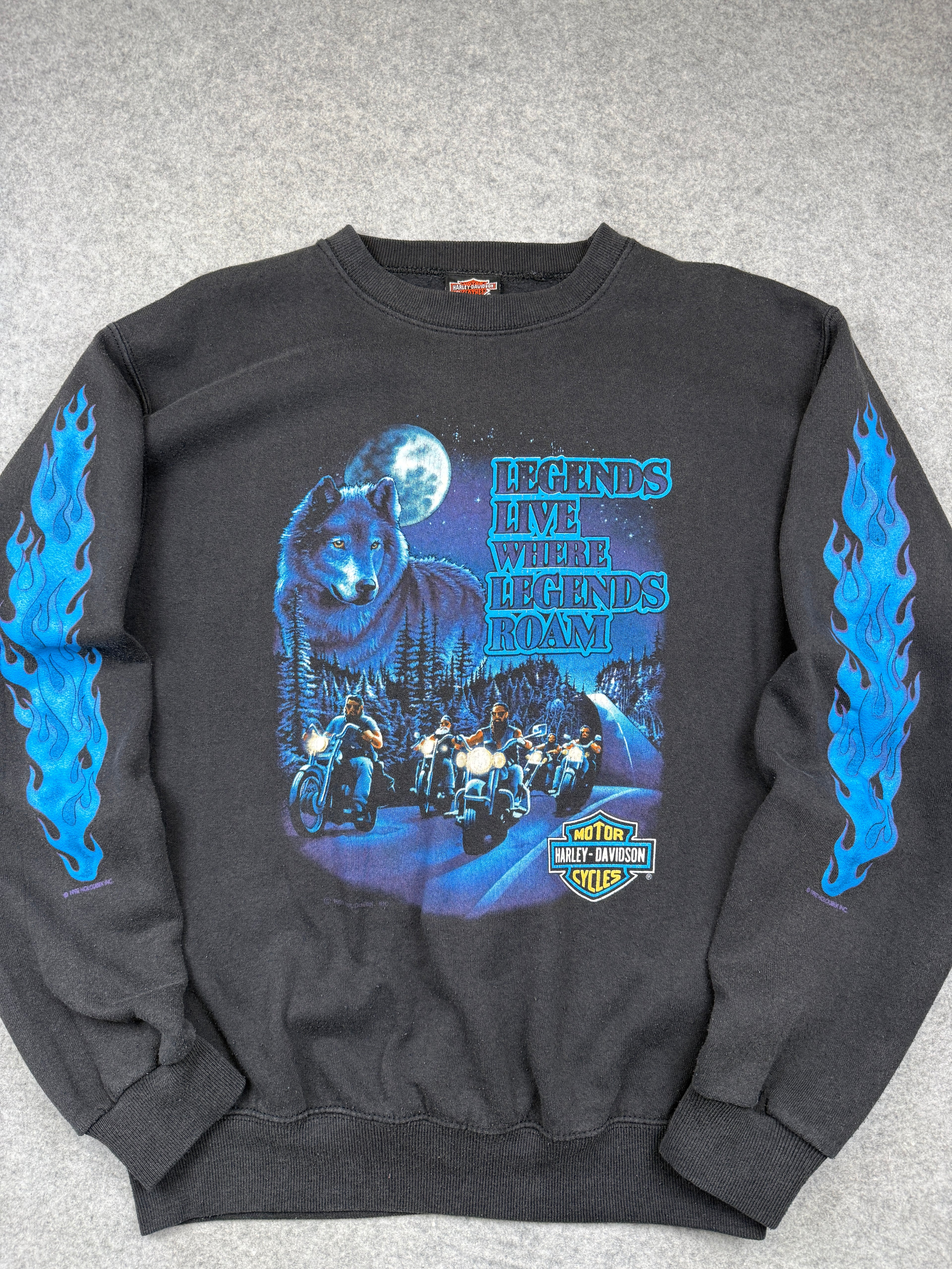 Vintage Harley Davidson Legends Live Where Legends Roam Sweatshirt Black