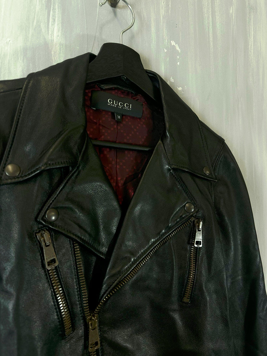 Women's Gucci Leather Bike Jacket Black (USED)