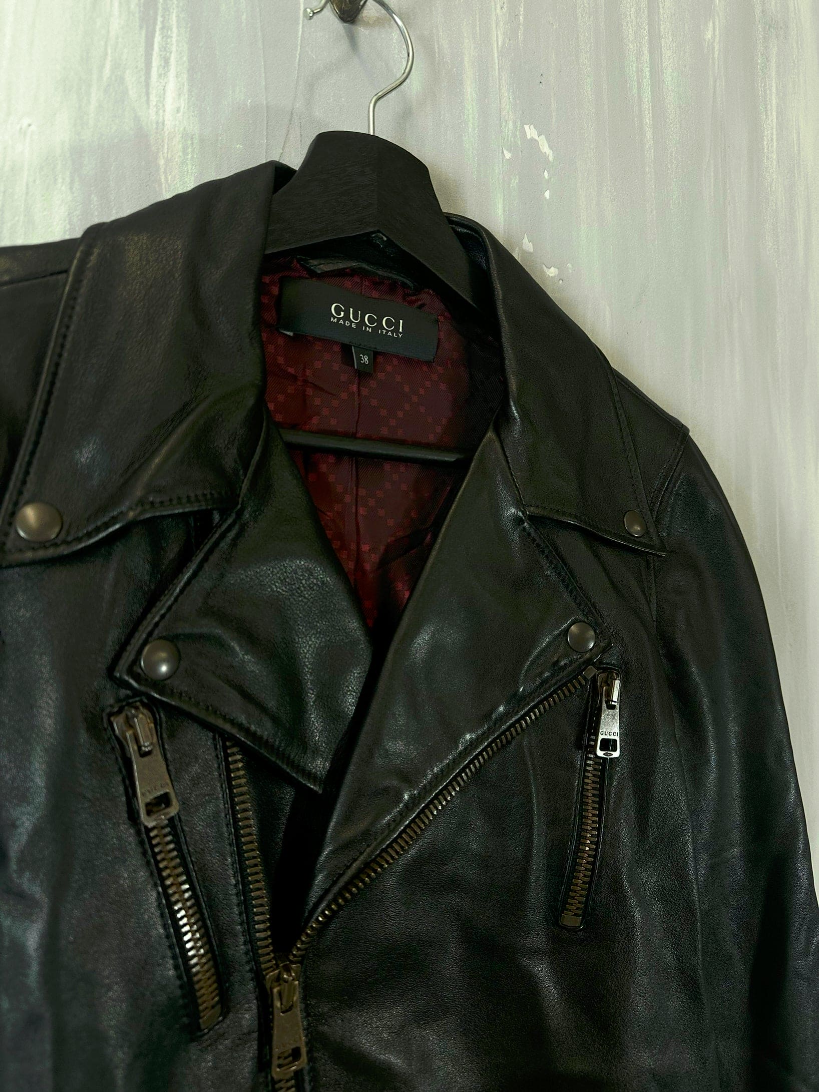 Women's Gucci Leather Bike Jacket Black (USED)