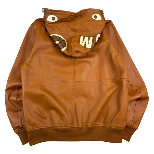 BAPE Sheep Skin Leather Shark Full Zip Jacket (USED) | Vintage Clothing Store Canada