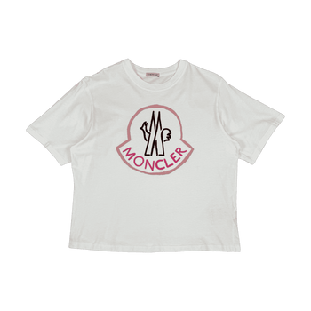 Moncler Pink Big Logo Tee White (USED)