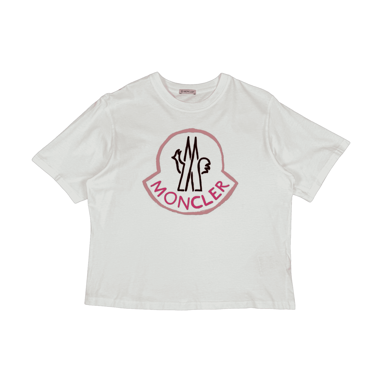 Moncler Pink Big Logo Tee White (USED)