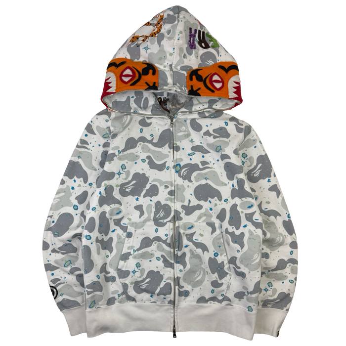 Bape Space Camo Tiger Full Zip Up Hoodie White | Vitnage Clothing Store Canada