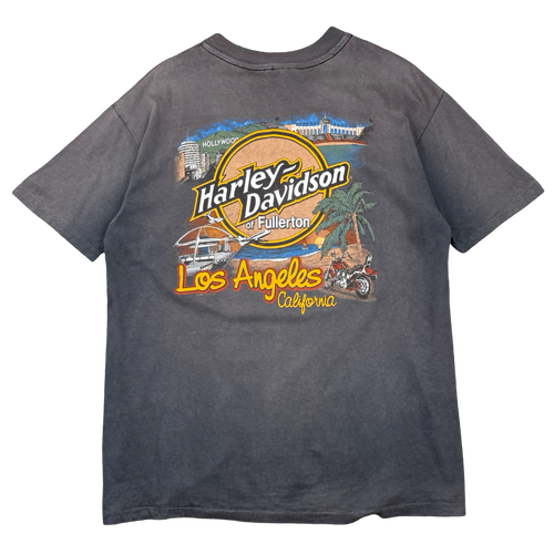 Vintage Harley Davidson Just Try And Burn This One Tee Faded Black | Vintage Clothing Store Canada