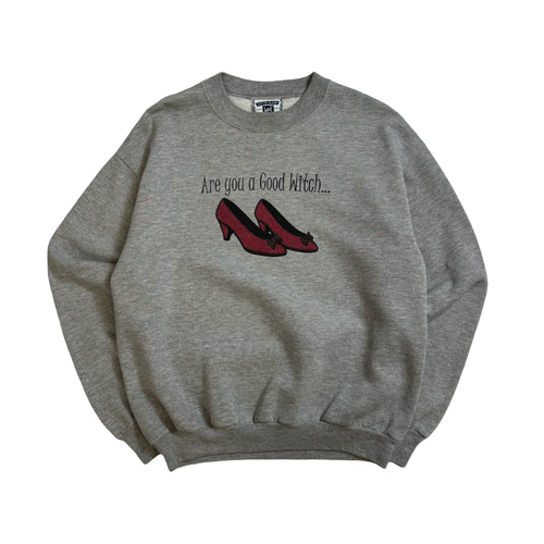 Vintage 90s Witch Novelty Sweatshirt Grey | Vintage Clothing Store Canada