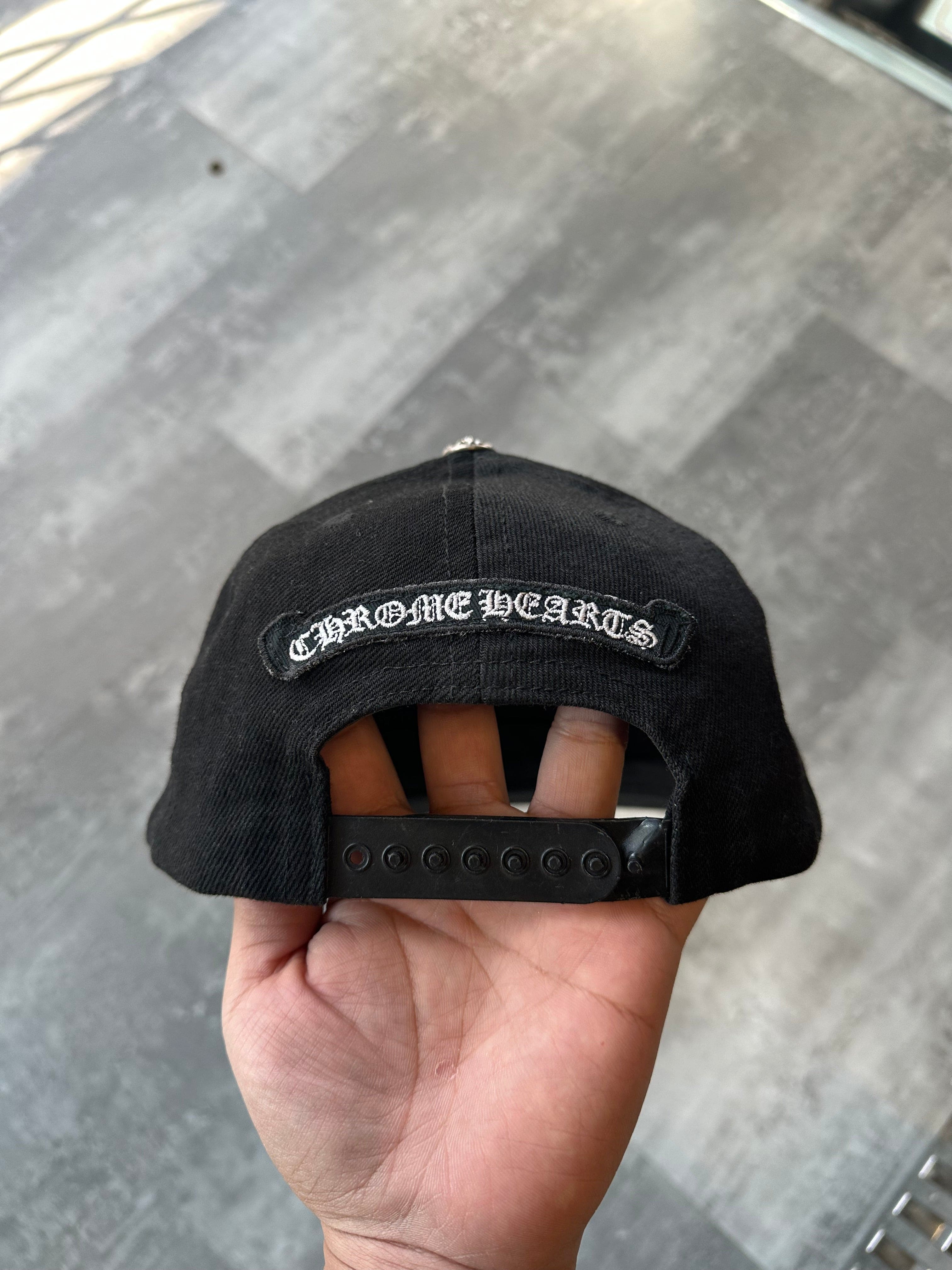 Chrome Hearts Fleur Scroll Logo Snapback Hat Black