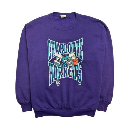 (XL) Vintage Charlotte Hornets Sweatshirt Purple | Vintage Clothing Store Canada