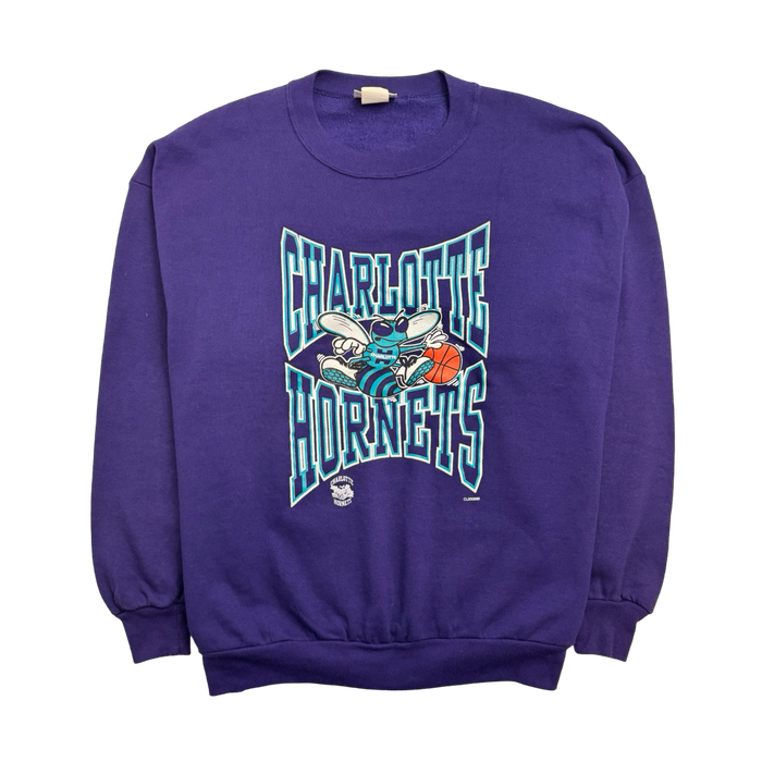 (XL) Vintage Charlotte Hornets Sweatshirt Purple | Vitnage Clothing Store Canada