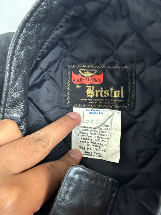 Vintage Golden Crown Leather Jacket Black | Vitnage Clothing Store Canada