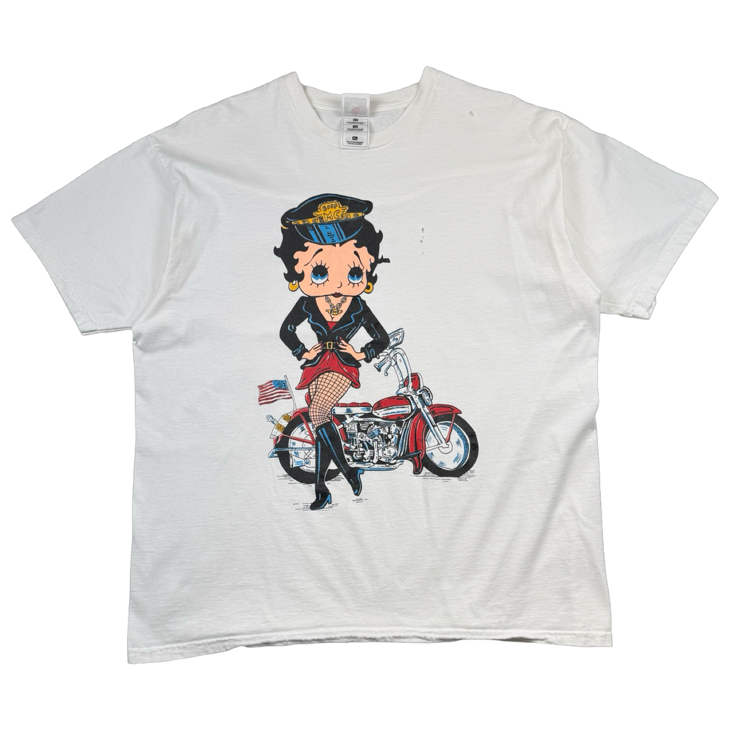 Vintage Betty Boop Biker Girl Tee White