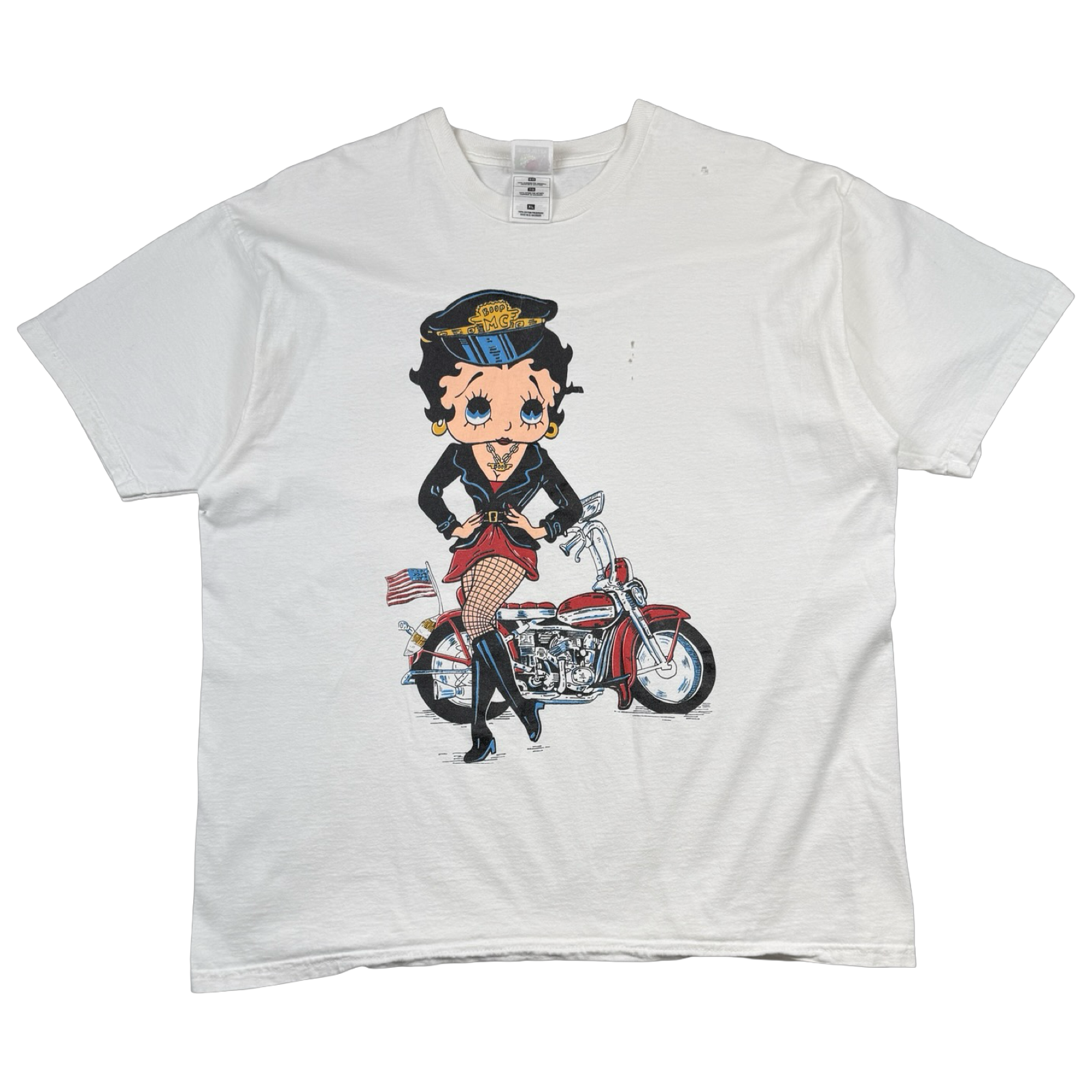 Vintage Betty Boop Biker Girl Tee White