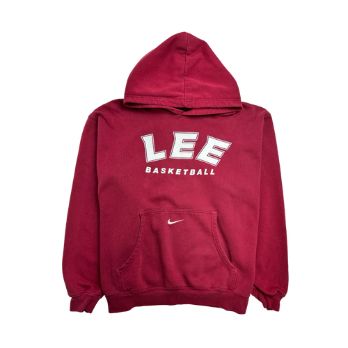 (XXL) Vintage Lee Basketball Nike Center Swoosh Hoodie Red | Vintage Clothing Store Canada