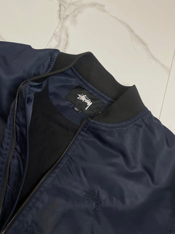 Stussy Satin Bomber Navy (USED)