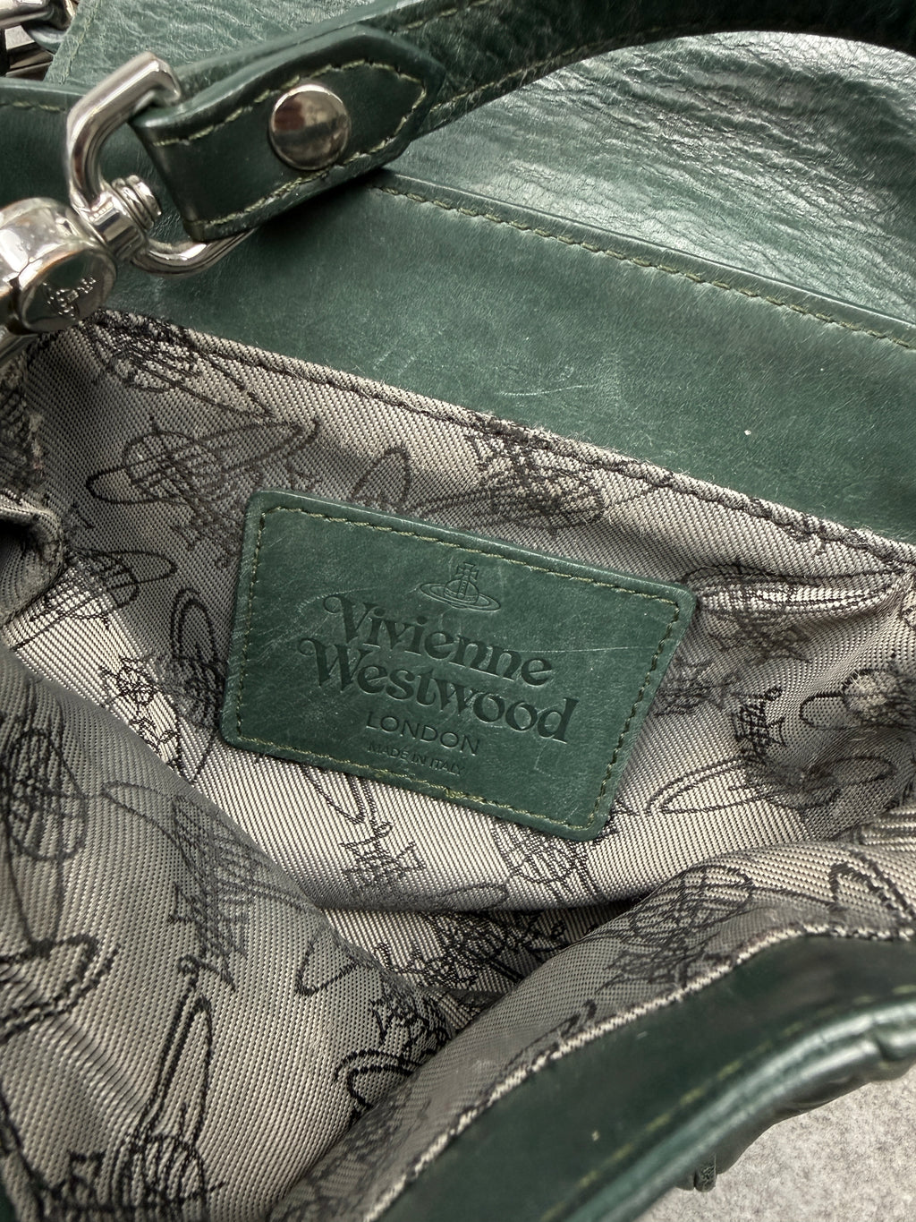 Vivienne Westwood Embossed Logo Leather Crossbody Bag Green