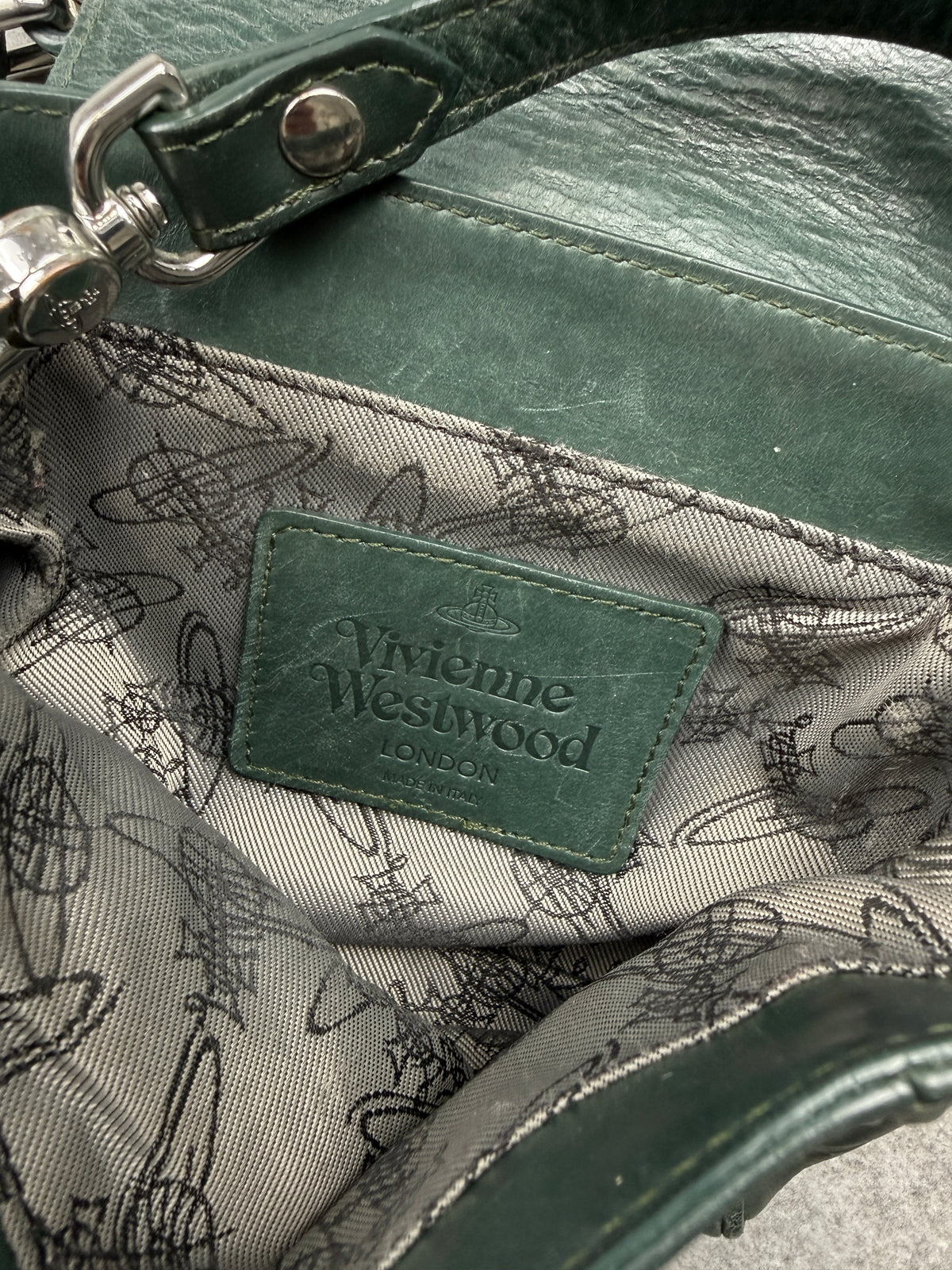 Vivienne Westwood Embossed Logo Leather Crossbody Bag Green