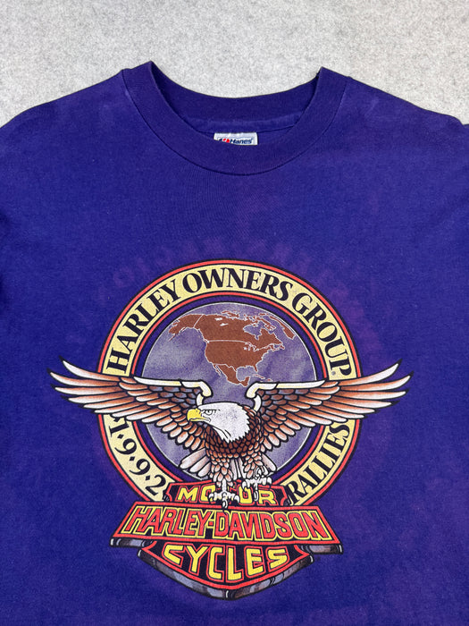 Vintage Harley Davidson Harley Owners Group Tee Purple | Vitnage Clothing Store Canada