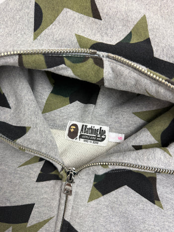 BAPE Sta Camo Star Pattern Full Zip Hoodie Grey (USED)