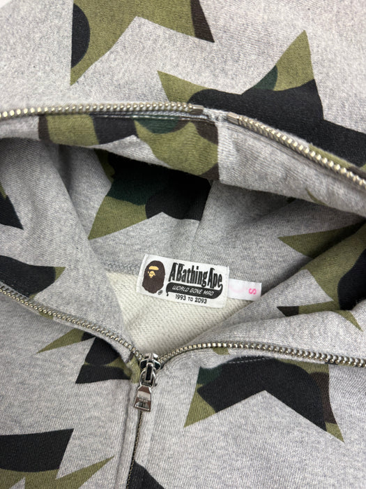 BAPE Sta Camo Star Pattern Full Zip Hoodie Grey (USED) | Vitnage Clothing Store Canada