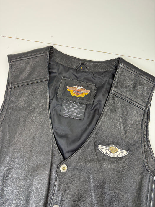 Vintage Harley Davidson 100th Anniversary Leather Vest Black | Vitnage Clothing Store Canada