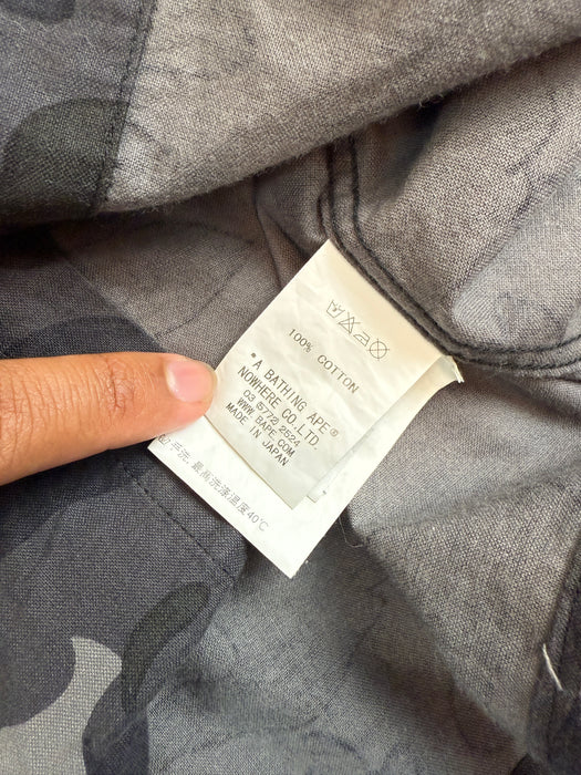 BAPE Desert Camo Velcro Logo Button Up Tee Black/Grey (USED) | Vitnage Clothing Store Canada