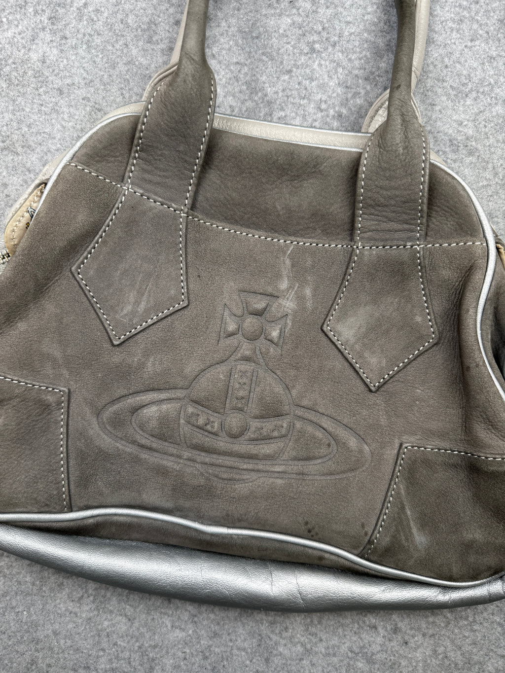 Vivienne Westwood Yasmine Embossed Suede/Leather Split Small Bag