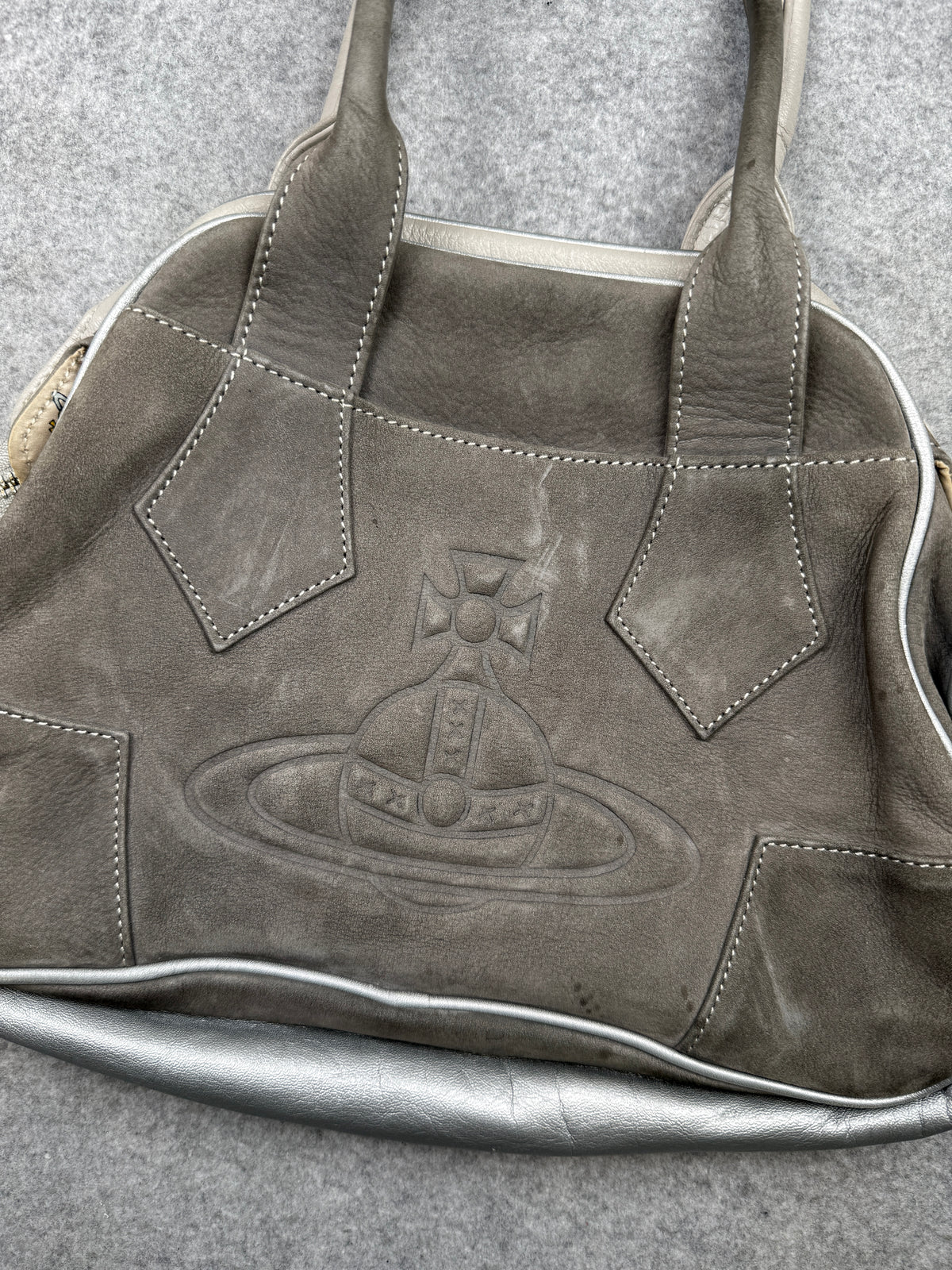 Vivienne Westwood Yasmine Embossed Suede/Leather Split Small Bag