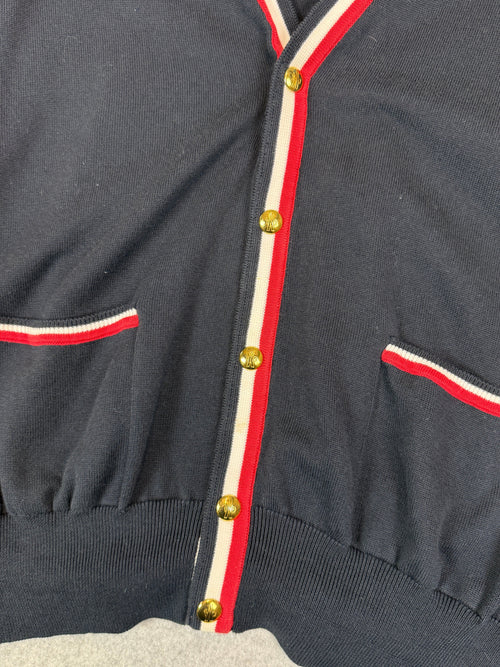 Moncler Gamme Bleu Striped Cardigan Dark Blue (USED) | Vintage Clothing Store Canada