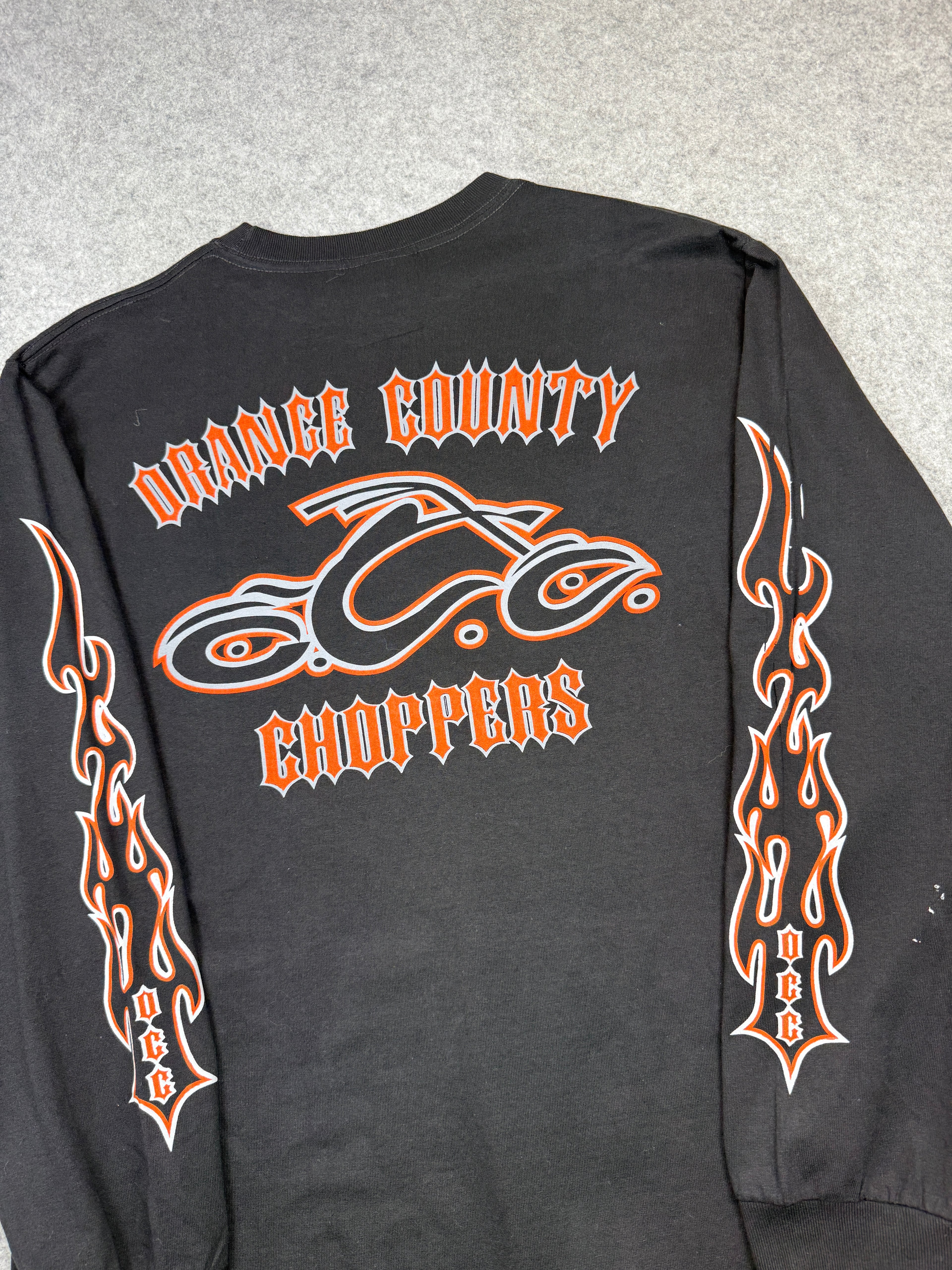Vintage Orange County Choppers Flame Sleeve L/S Tee Black/Orange