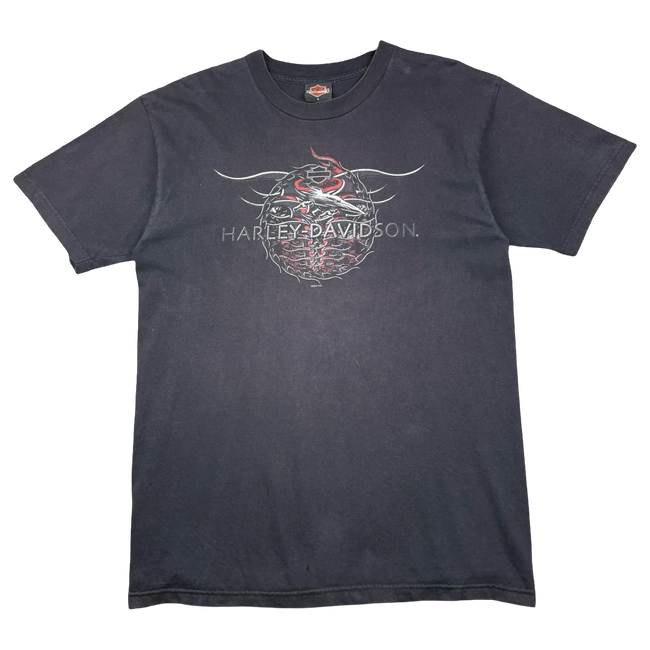 Vintage Harley Davidson Ribcage Flame Tee Black