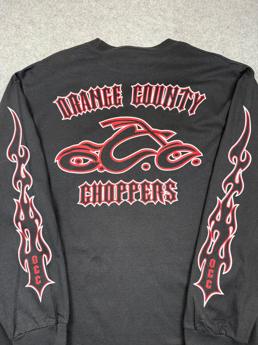 Vintage Orange County Choppers Flame Sleeve L/S Tee Black/Red | Vitnage Clothing Store Canada