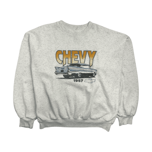 (XL) Vintage 90s Chevy Sweatshirt Light Grey | Vintage Clothing Store Canada