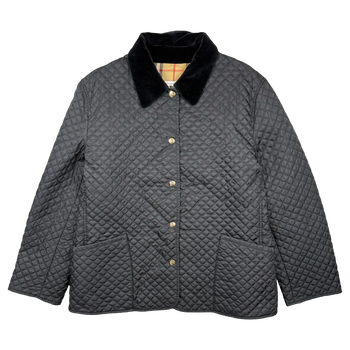 Women’s Vintage Burberry Quilted Suede Collar Jacket Black (USED)