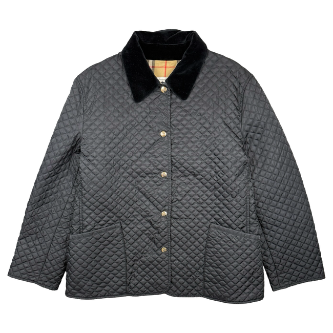 Women’s Vintage Burberry Quilted Suede Collar Jacket Black (USED)