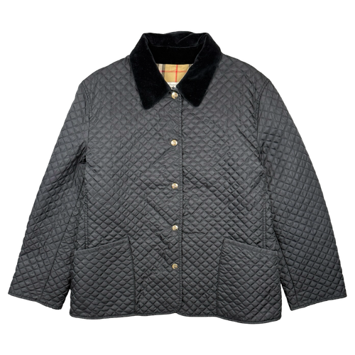 Women’s Vintage Burberry Quilted Suede Collar Jacket Black (USED) | Vintage Clothing Store Canada