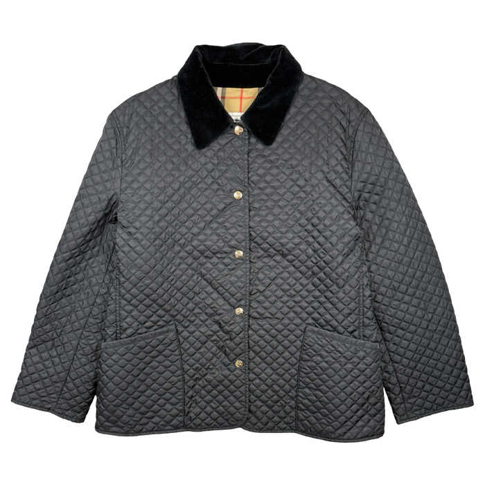 Women’s Vintage Burberry Quilted Suede Collar Jacket Black (USED) | Vitnage Clothing Store Canada