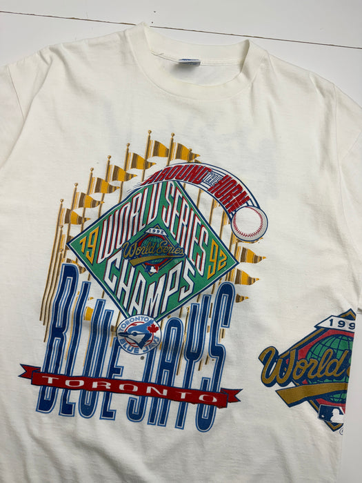 Vintage 1992 Toronto Blue Jays Around the Horn Champs Tee White | Vitnage Clothing Store Canada