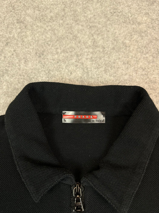 Women's Prada Red Stripe Silk Cotton Polo Tee Black | Vitnage Clothing Store Canada