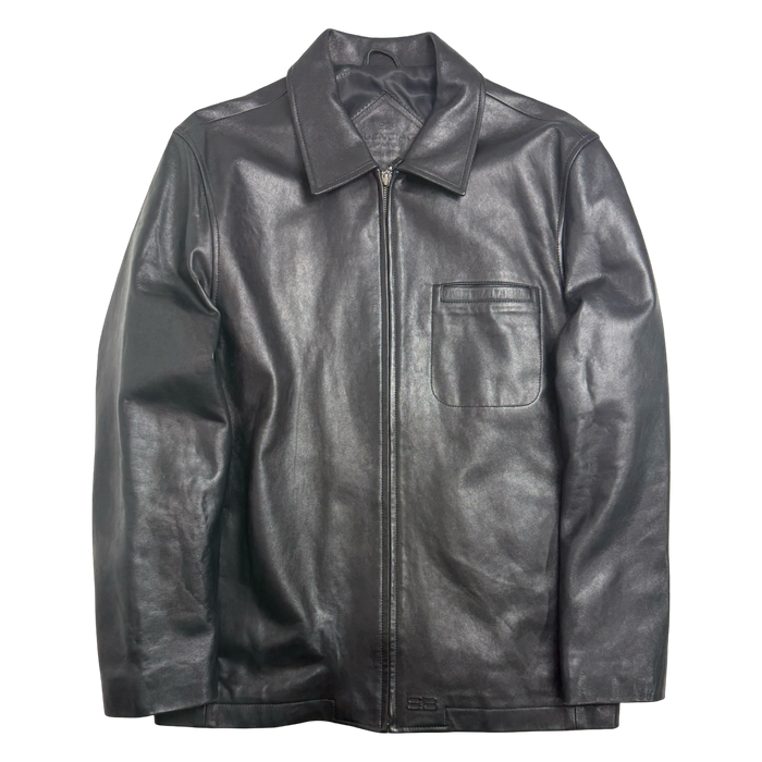 Vintage Balenciaga Chest Front Pocket Leather Jacket Black | Vitnage Clothing Store Canada