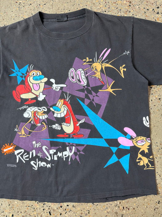 1992 Vintage Nickelodeon The Ren & Stimpy Show Tee Black | Vitnage Clothing Store Canada