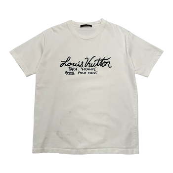 Louis Vuitton Embroidered Cursive Logo Tee White (USED)