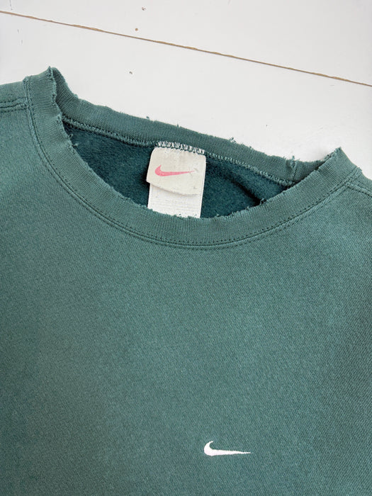 Vintage 90s Nike Mini Side Swoosh Sweatshirt Green | Vitnage Clothing Store Canada