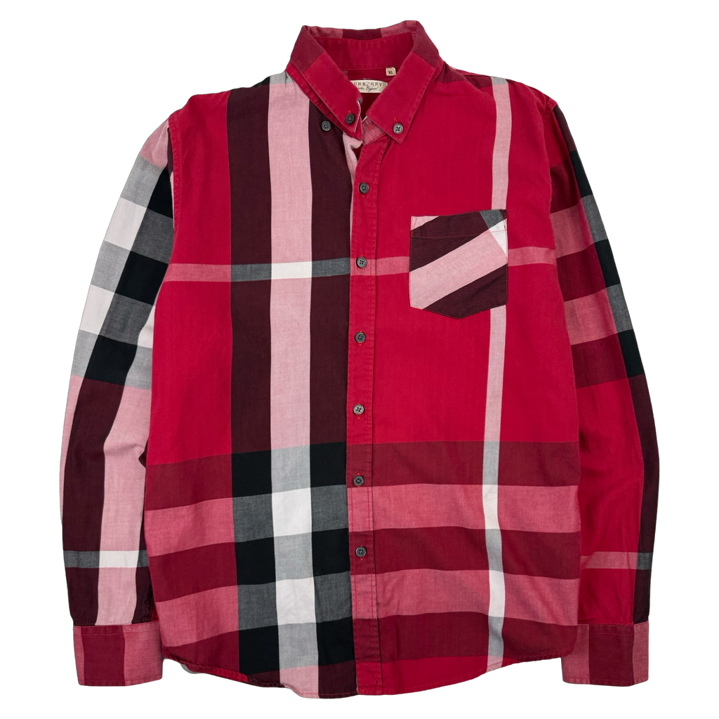 Vintage Burberry Checkered Dress Shirt Red