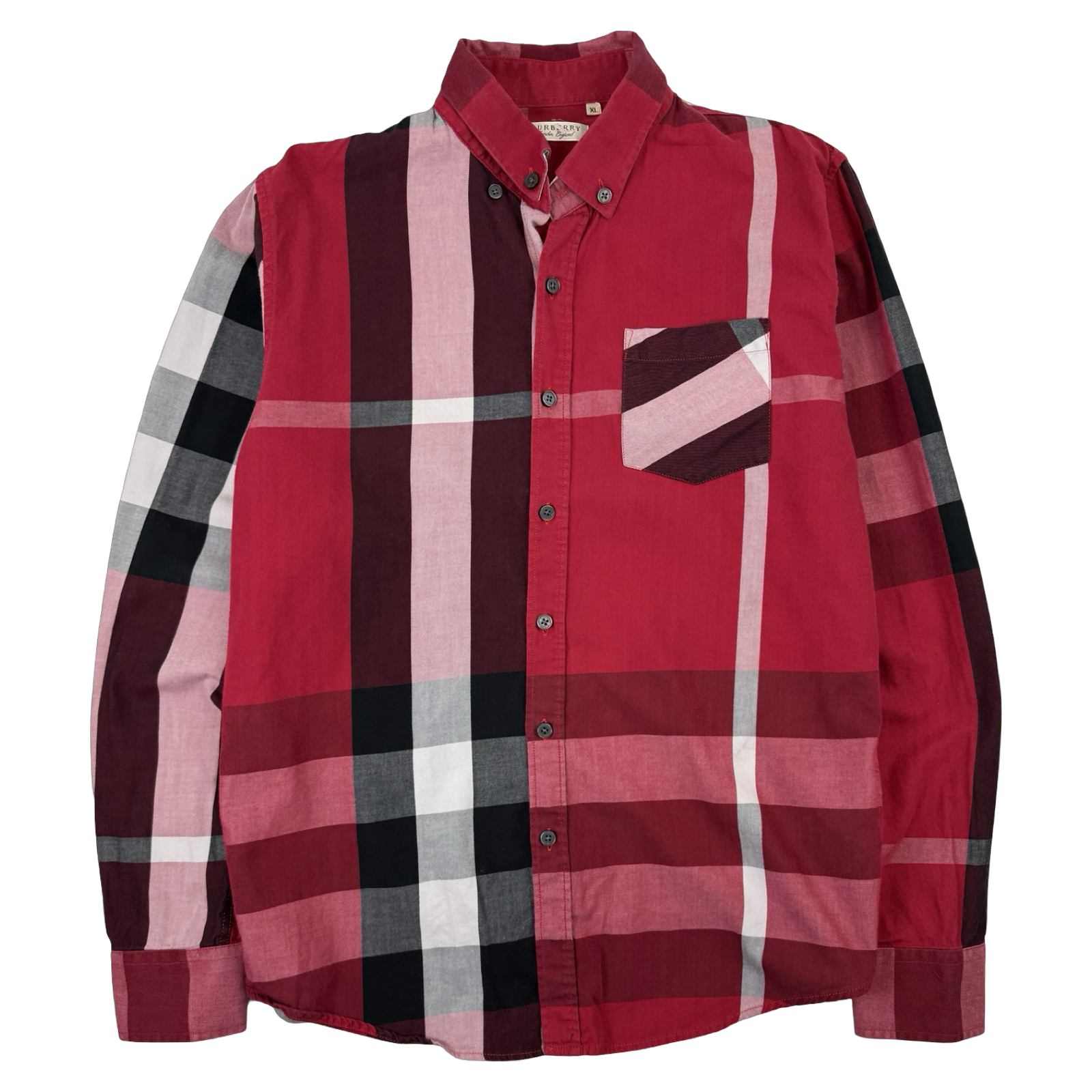 Vintage Burberry Checkered Dress Shirt Red