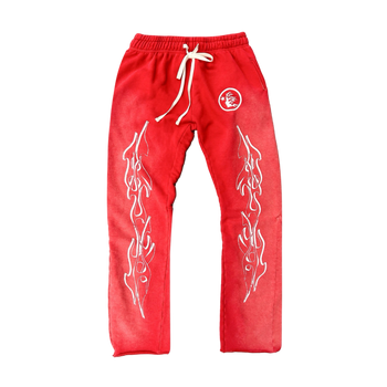 Hellstar Flame Flare Sweatpants Red