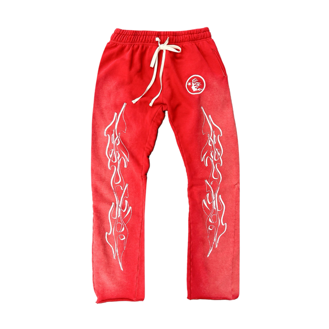 Hellstar Flame Flare Sweatpants Red