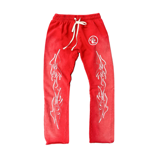 Hellstar Flame Flare Sweatpants Red | Vintage Clothing Store Canada