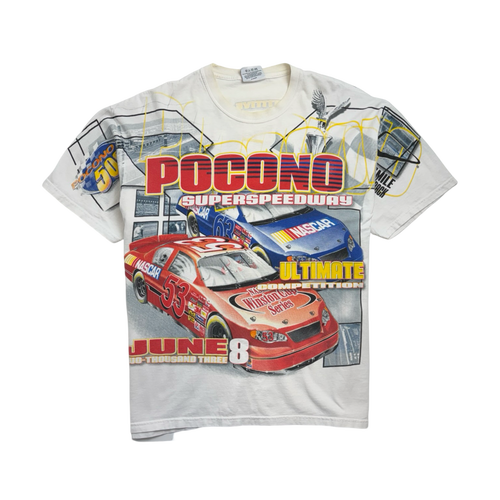 Vintage '03 Pocono Nascar AOP Tee White | Vintage Clothing Store Canada