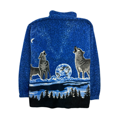 Vintage Nature Wolf Zip Fleece Blue | Vintage Clothing Store Canada