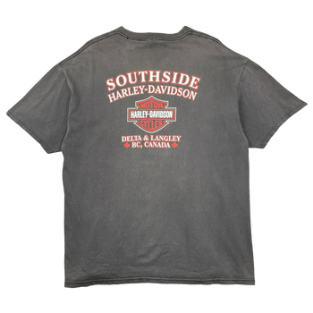 Vintage Harley Davidson Forged In Fire Engine Tee Faded Black