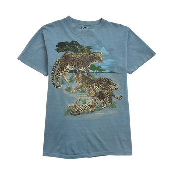 Vintage 90s Leopard Animal Tee blue